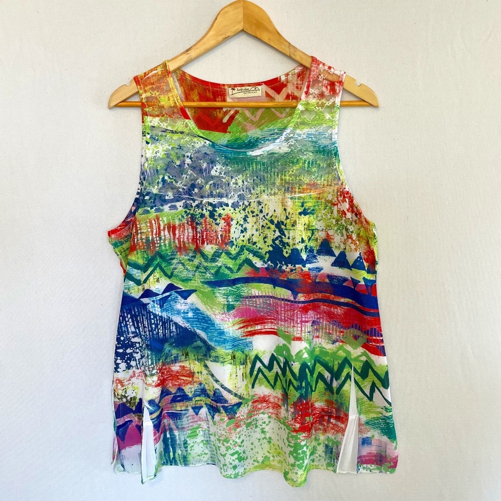 IMPULSE CALIFORNIA Women's Large Lightweight Tunic Tank Top Lace Detail